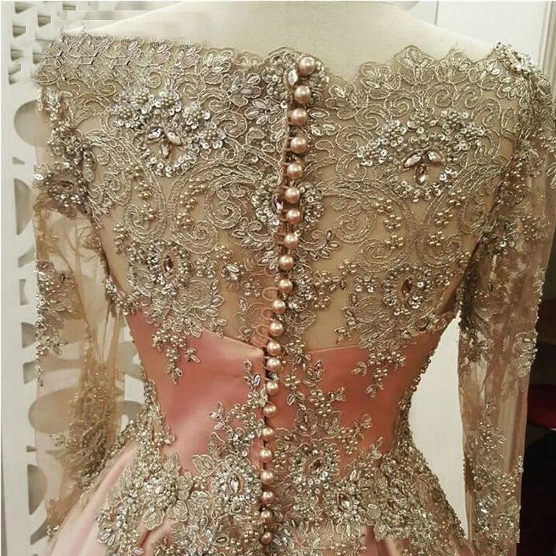 Women Formal Wear Dubai - Blozen Rose goud Avondjurken met lange