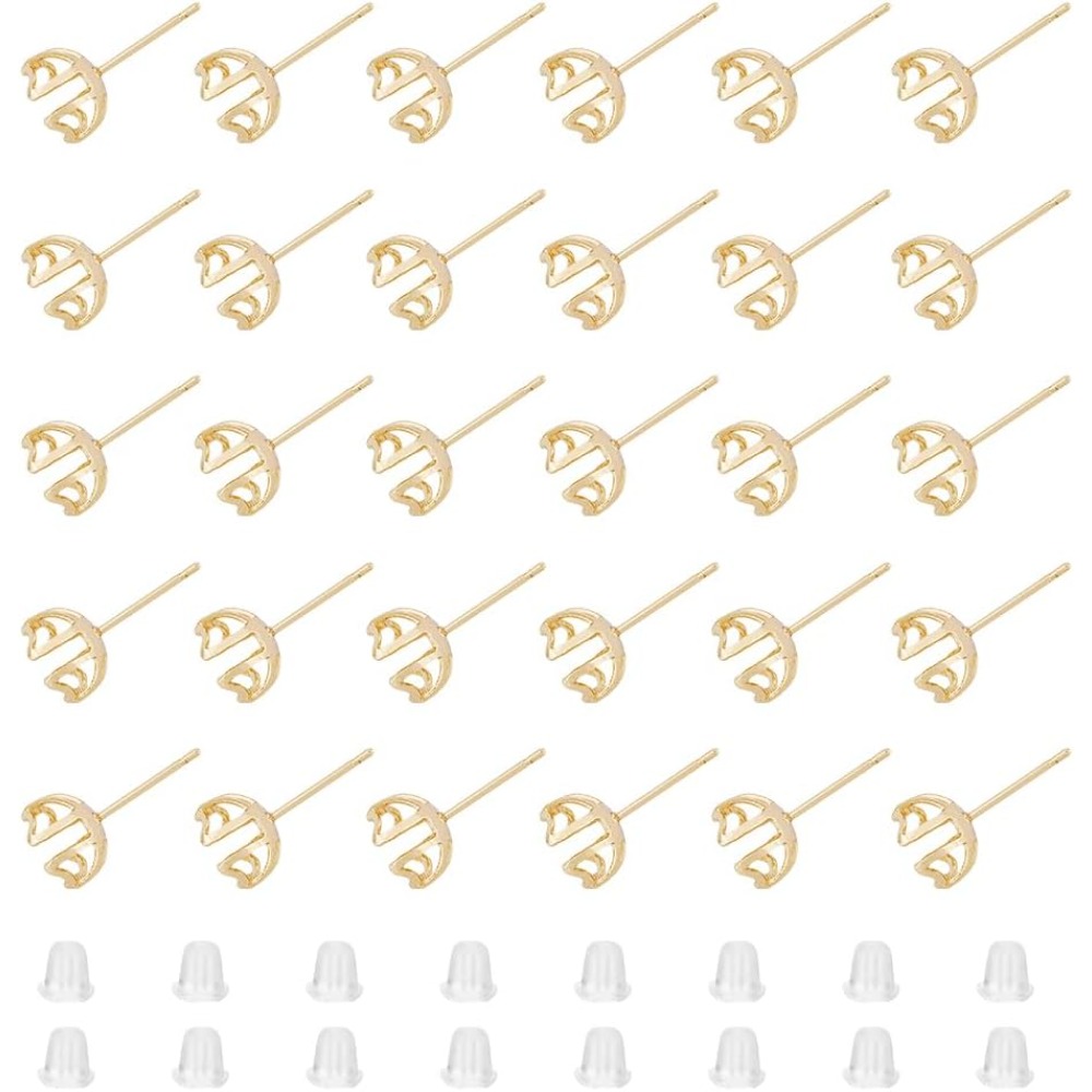 Pearl Earring Stud - 30 Stuks Oorbel Montage 4-Hart Prong
