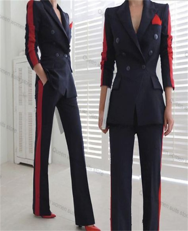 Women'S Formal Wear Tuxedo - Rood Zwart Herfst Vrouwen Pak Set