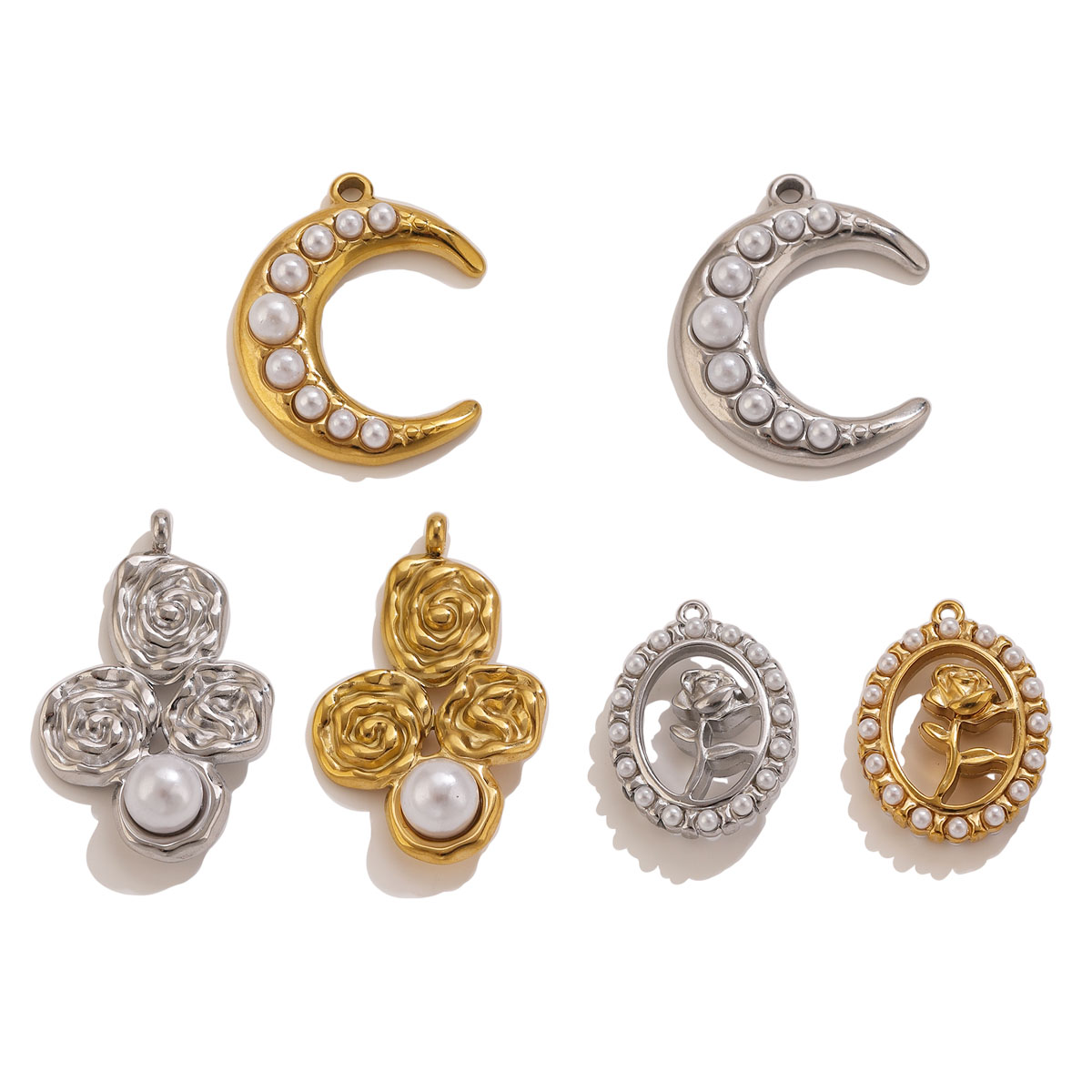 Pearl Earring Stud - 5 stuks roestvrij staal 18K verguld