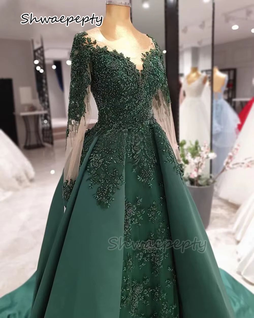 Women Formal Wear Dubai - Elegante Hunter Green Avondjurk Arabisch Dubai