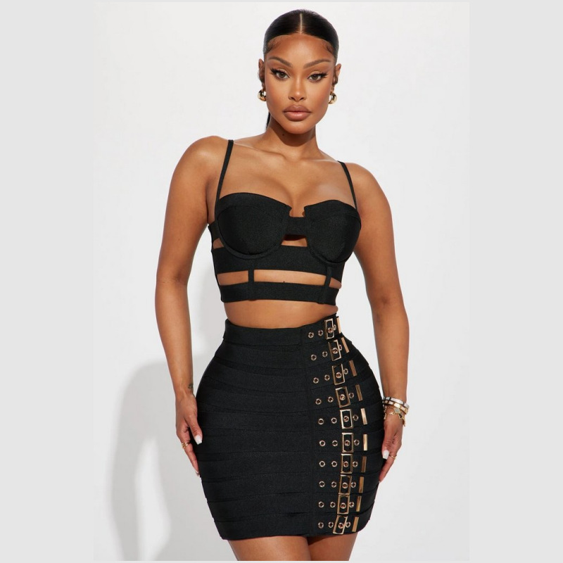 Women'S Formal Evening Wear Tops - Zwart Wit Bandage Vrouwen Prom Jurk
