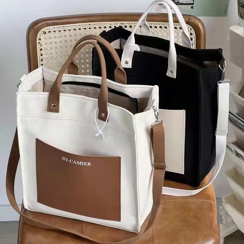 Shoulder Bag Structured - Canvas schoudertas lunchtas voor dames en