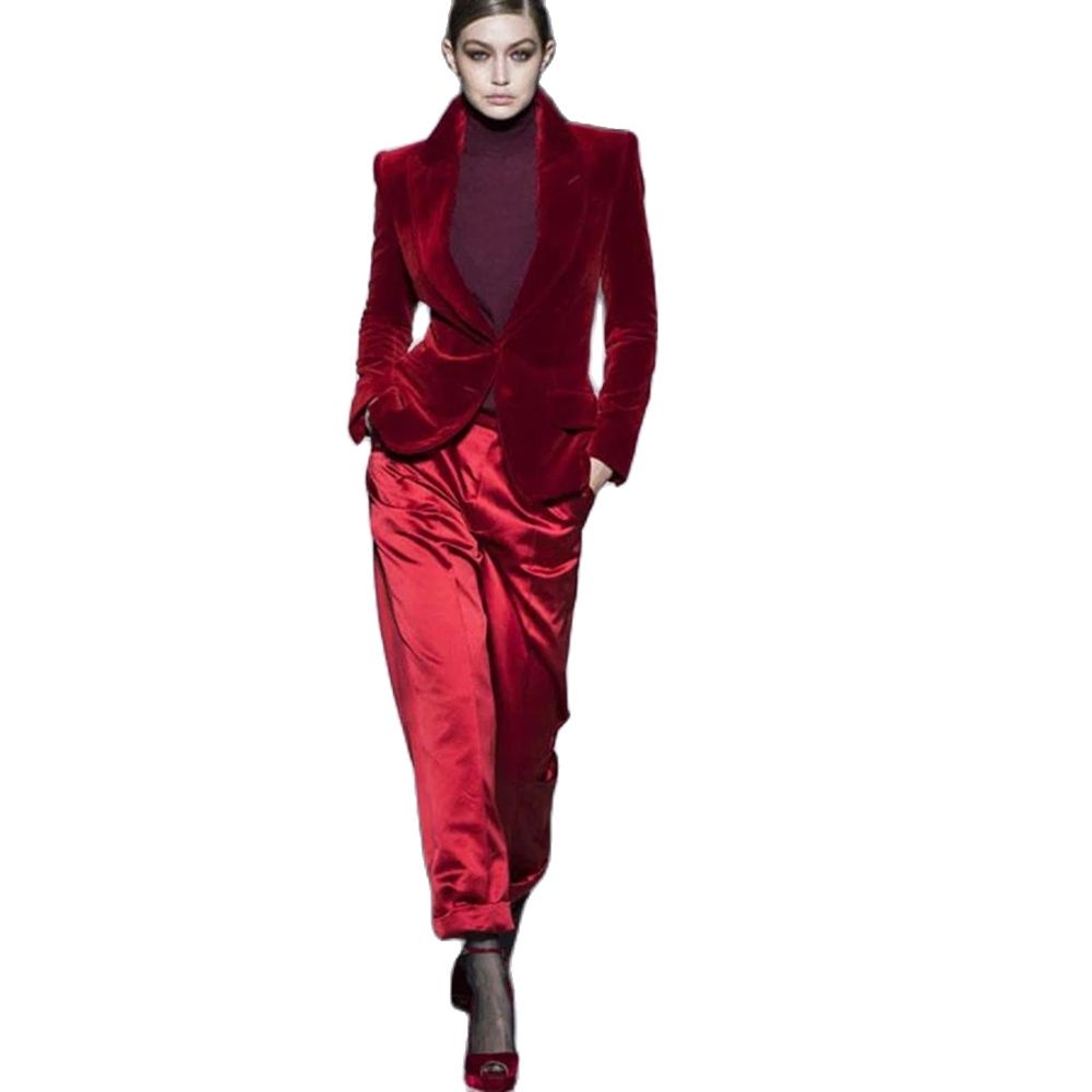 Vrouwen Broek Past Wijn Rode F - Women'S Formal Wear Tuxedo recensie en prijs