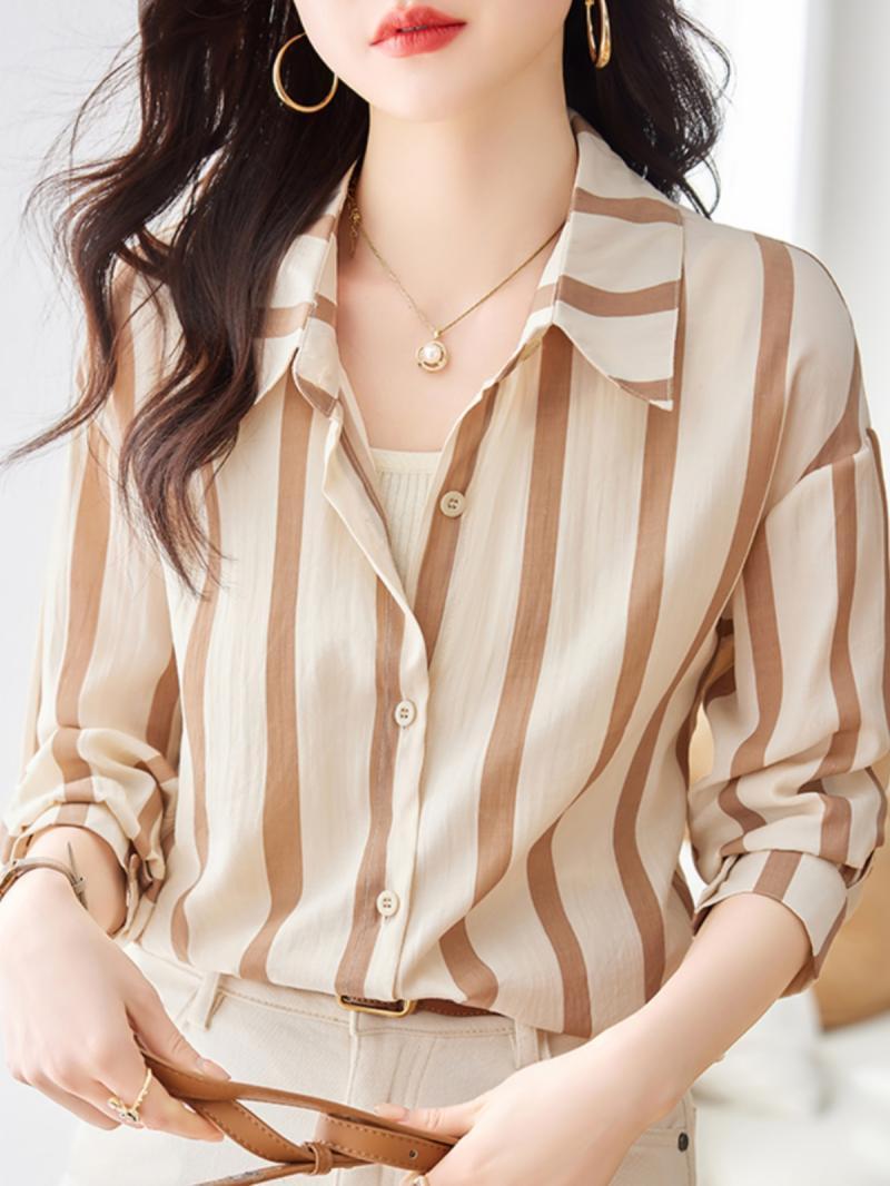 Abrikozen Gestreept Shirt Met  - Women'S Formal Evening Wear Tops recensie en prijs